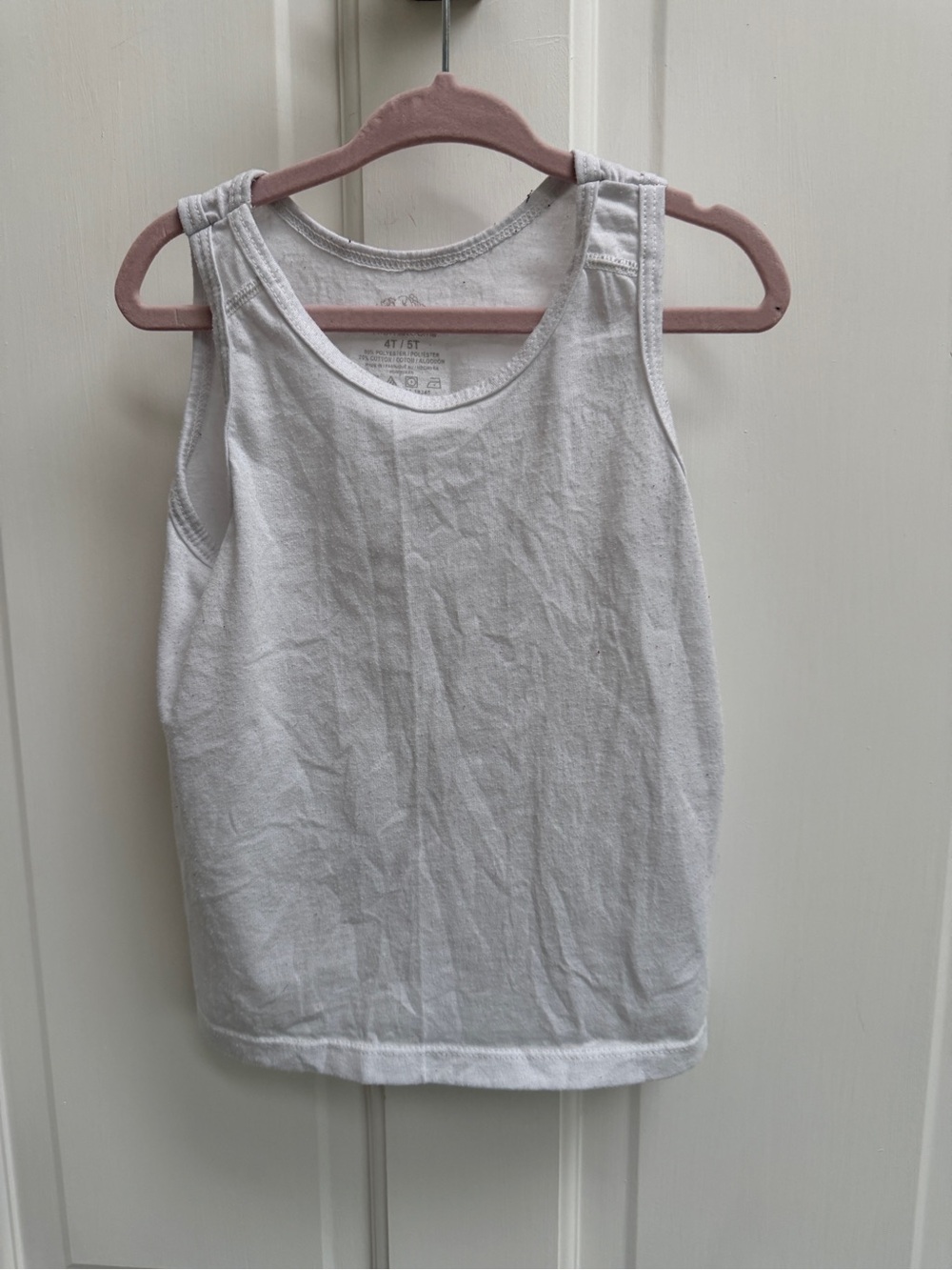 Fruit of the Loom 4T Girls White Tank Top - Sleeveless Basic Shirt- MARKS